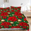 3pcs Christmas Poinsettia Bedding Set, Breathable and Soft, Suitable for Bedroom Decor (1*Duvet Cover + 1/2*Pillowcases, No Core) yy250821154