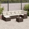 7-piece Garden Sofa with Grey Poly Rattan Cushions, 2-seater Garden Sofa with Storage and Brown Poly Cushions 3354807