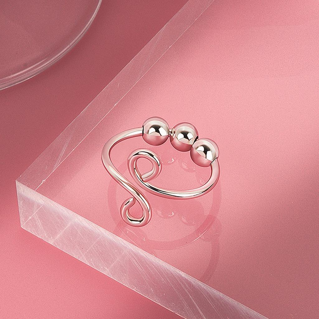 Resizable Anti-anxiety Ring With Beads  Rotate Rings Trendy Jewelry