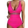 Sexy Mesh Patchwork One-pieces Swimwear Women Hollow Out High Cut Women's Swimsuit Bikini