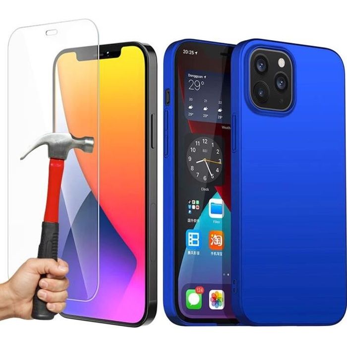 Coque pour iPhone 12 Mini - E.F.CONNECTION - Silicone Souple - Verre Trempé - Protection Anti-Choc