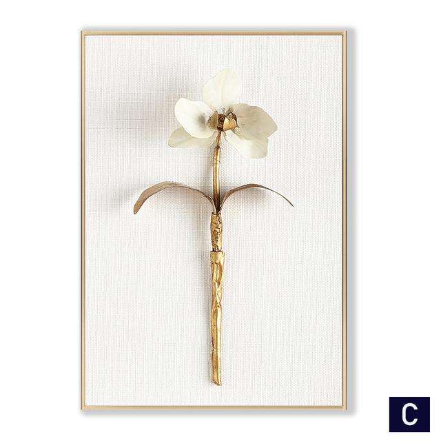 Скандинавский золотой абстрактный лист, цветок, настенное искусство, холст, современная живопись, плакат, печать, настенная картина для гостиной, домашний декор