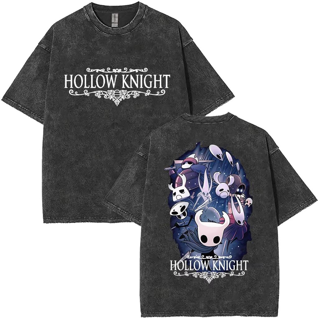 Летняя Горячая Распродажа 2026 Игра Hollow Knight Стиранная Футболка Мужская Женская Винтажный Топ Хип-Хоп Уличная Одежда Оверсайз Футболка С Коротким Рукавом Повседневная Одежда