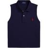Polo SS25 Однотонная хлопковая майка-поло без рукавов с вышивкой Small Pony, женские топы, темно-синий WMPOKNINB920254-410