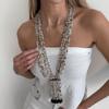 Floral Multi-Layer Beads Necklace Metal Chain Tassel Collarbone Chain Multi Layer Choker  Girls