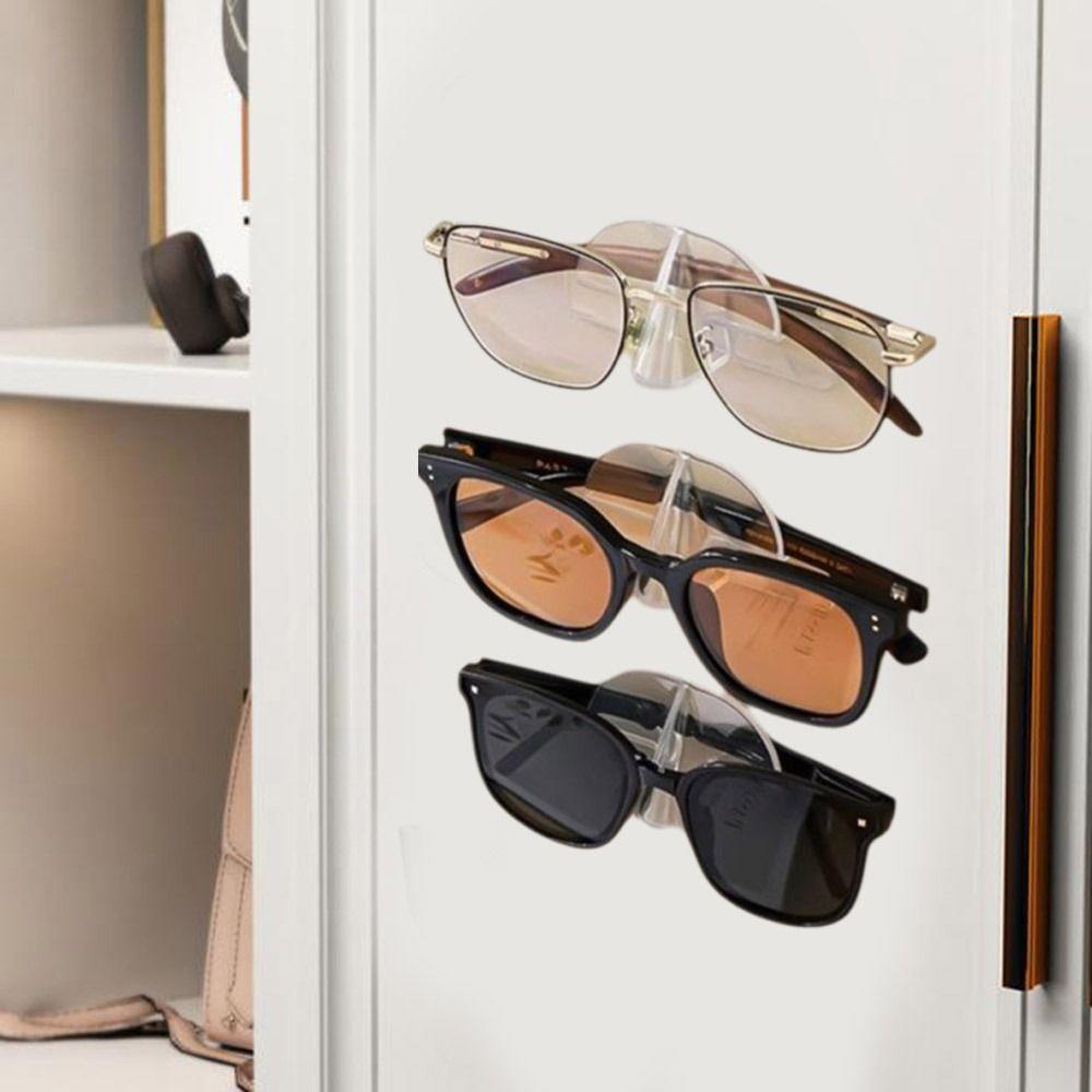 10Pcs Clear Glasses Storage Rack Self Adhesive Glasses Wall Holder Glasses Display Holder for Home