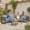 Modular Outdoor Corner Garden Lounge Set 6 People, Sofas, Coffee Table and Cushions, Dark Grey