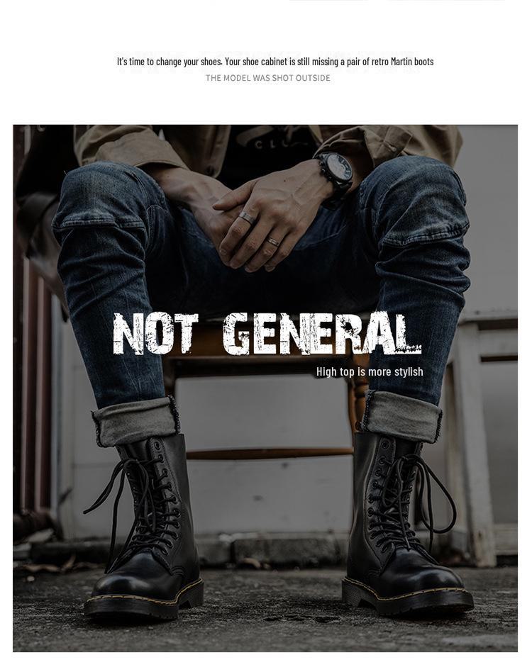 1490 Британский стиль, короткие кожаные ботинки большого размера для пары, с 10 отверстиями, с круглым носком, для мотоциклистов, для мужчин и женщин.