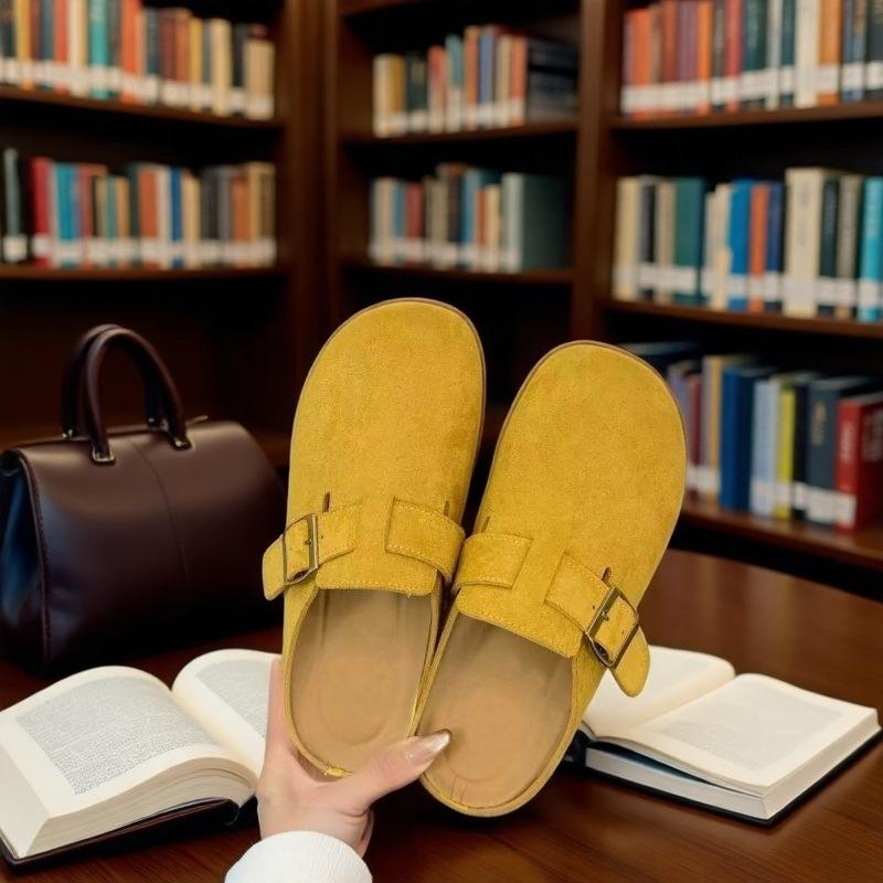 Ретро Мори Birkenstocks женские весенние новые на толстой подошве с внутренней танкеткой с открытым носом полусапожки-шлепанцы