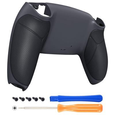 EXtremeRate Прорезиненная рукоятка Индивидуальная задняя крышка корпуса для PS5 Сменная задняя крышка корпуса Совместимость с контроллером PS5 Серый Темный контроллер,