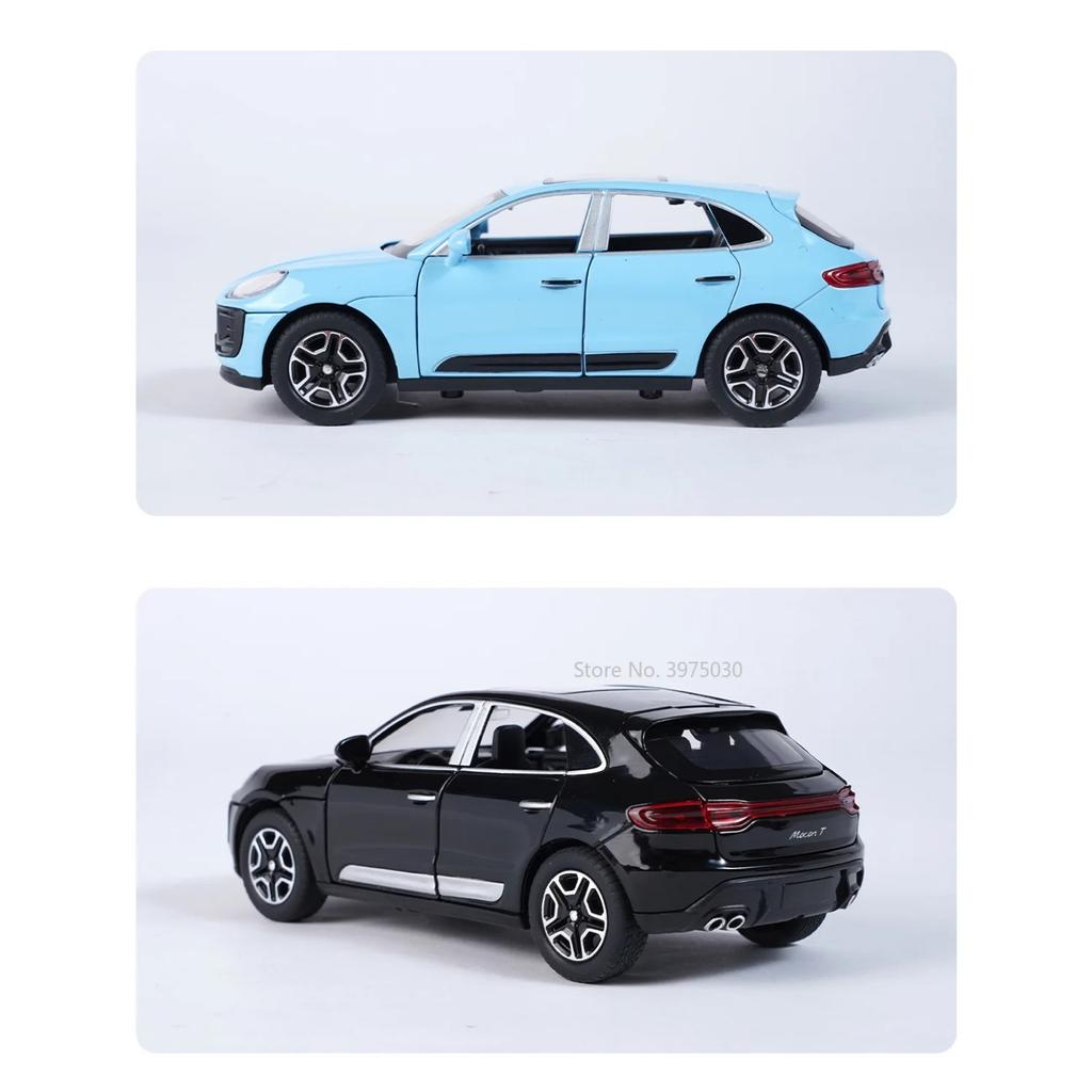 1/32 Porsche Macan T SUV Модель автомобиля из цинкового сплава, литая игрушка-симулятор со звуком и светом, коллекционная, украшает подарок на день рождения мальчика