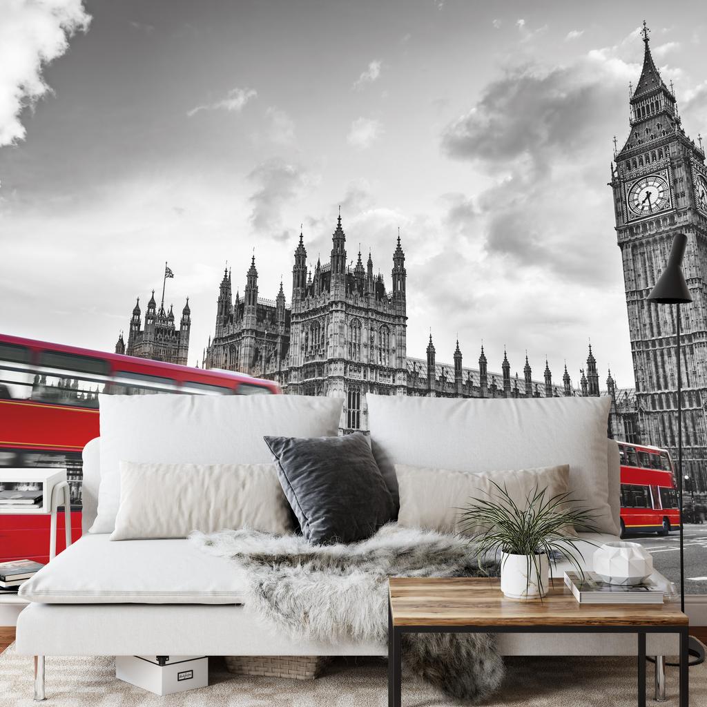 Фотообои Лондон Черно-Белые Флизелин 104х70,5