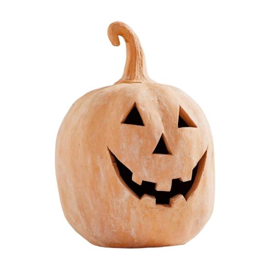 Pumpkin Halloween Decoration Hand-Carved Classic Jack Lantern Fall Decor Farmhouse Table Porch Indoor Ornament