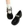 2025 Autumn New Retro Korean Skirt Platform Mary Jane Shoes Women's French Pearl Sweet Thick Heel Small Leather Shoes
