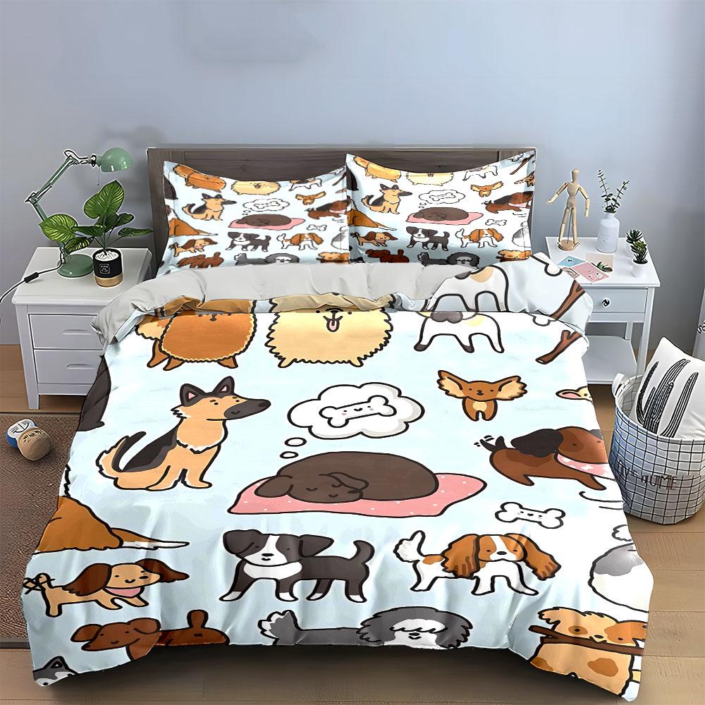 Cartoon Dogs Bedding Set Bedding Duvet Cover Set Duvet Cover Pillowcases  (1 * Duvet Cover 2 * Pillowcases, without duvet insert)