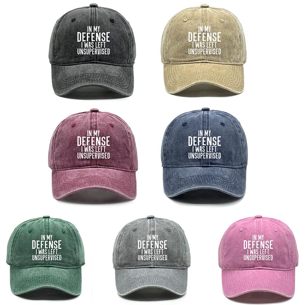 Classic Slogan Print Unisex Cotton Snapback Caps Washed Retro Curved Brim Adjustable Baseball Hat Perfect For Outdoor Activities