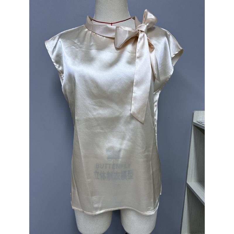 Летний полуоткрытый воротник с бабочкой и цветным узором Ding Top Niche Design Атласные футболки женские