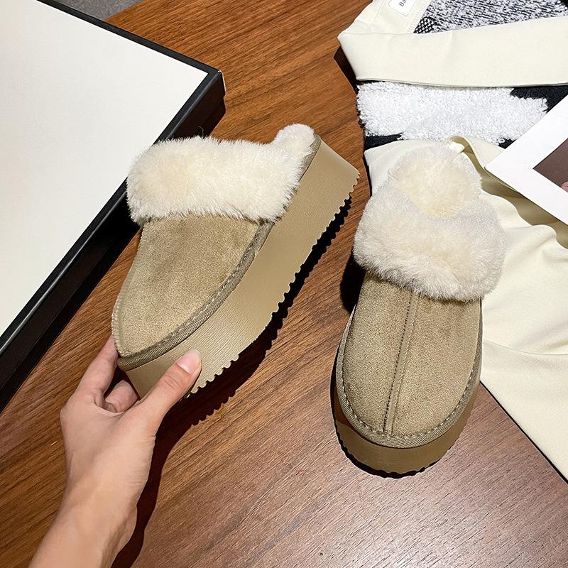 Thick-bottomed foreign trade large-size Mao Mao drag 2024 autumn and winter popular fashion outer wear velvet warm women's snow boots women
