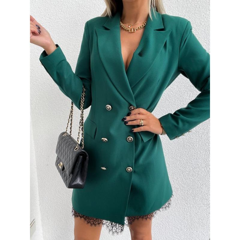 YYFS Women's Fashion Spring Fall Solid Color Print Long Sleeve POLO Neck High Waist Casual Dresses