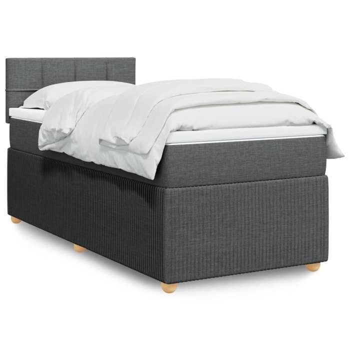 Maison Exclusive - Sommier à lattes de lit avec matelas Gris foncé 80x200 cm Tissu