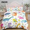Cartoon Dinosaur Duvet Cover 3D Kawaii Animal Boy Bedding Set for Kids Girls Soft Microfiber Quilt Cover with Zipper Closure