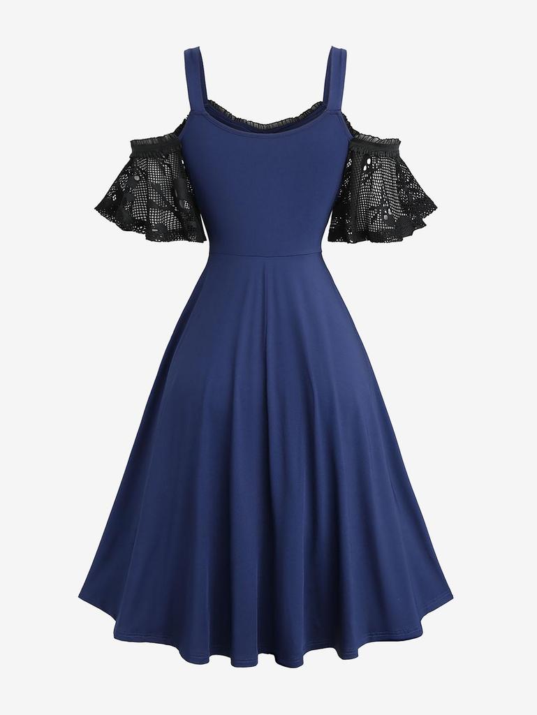 Платье Rosegal Plus Size с открытыми плечами, сеткой и черепом, с рюшами, из искусственной кожи, с пряжкой, многослойное, 2 в 1