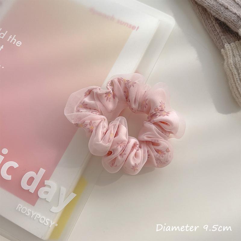 Милые милые двухслойные шелковые резинки для волос, большие цветочные резинки для женщин и девочек, сетчатая резинка для волос