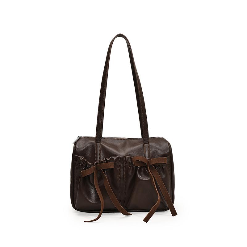 Сумка-тоут с бантом и складками, осенне-зимняя, с высокой текстурой, легкая, модная, универсальная, через плечо