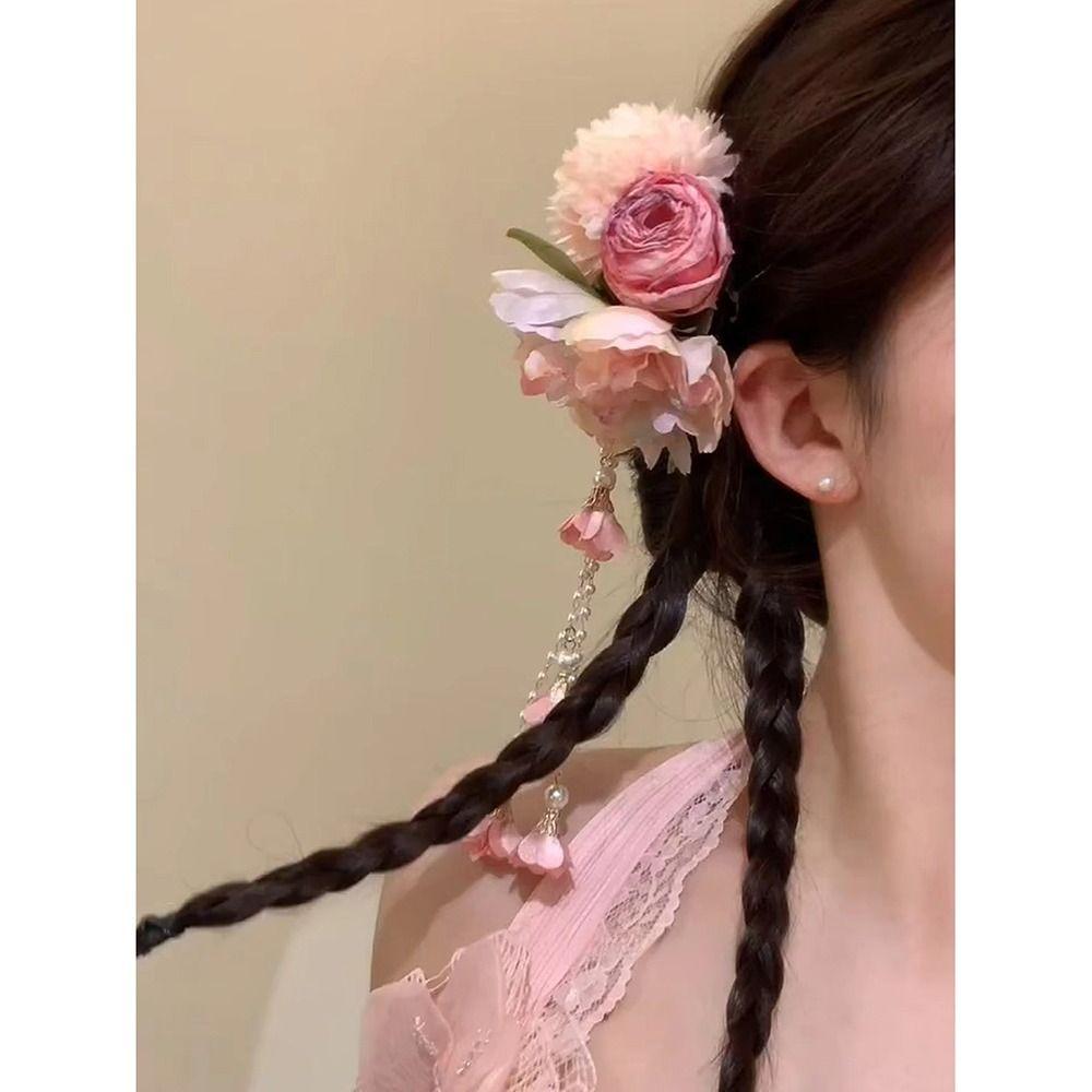1Pcs Chinese Style Hair Clip Headpieces Fresh Flower Hairpin Durable Hanfu Hair Accessories