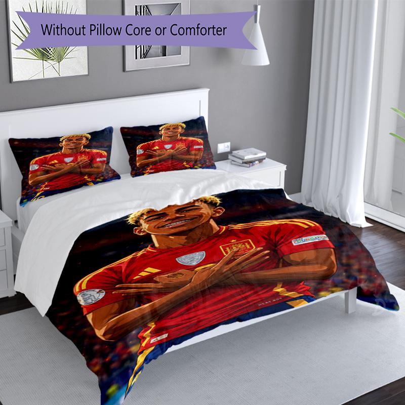 Lamine Yamal Spanish Football Player Bedding Set,Premium Bed Linen for Bedroom Home Decoration,Perfect Collectible Gift for Messi Fans,Easy Care Duvet