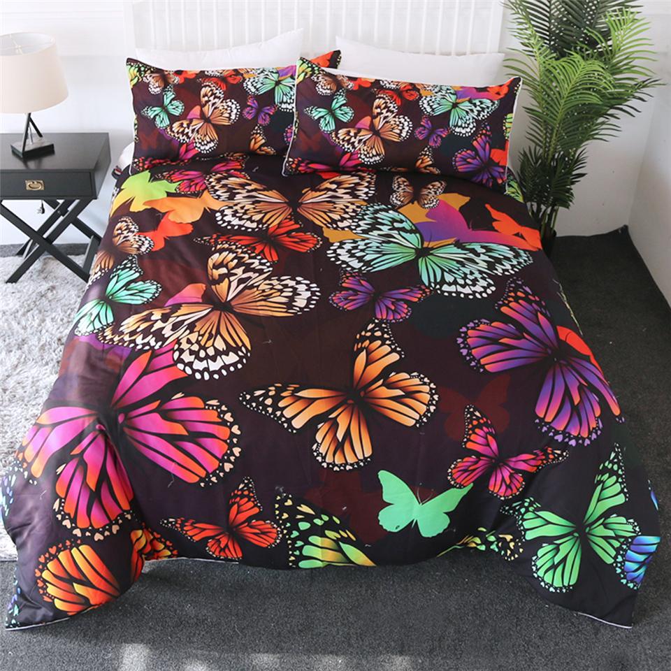 Комплект постельного белья Flying Butterflies, комплект постельного белья из коллекции Butterfly Queen King, полноразмерный, цветной, мягкий, из полиэстера, покрывало