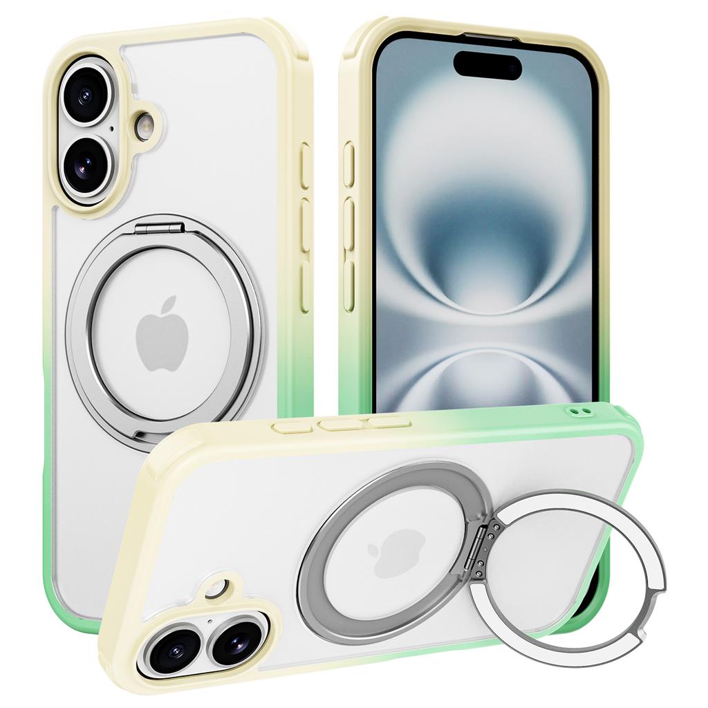 For iPhone 16 Case Compatible with MagSafe Ring Kickstand TPU+PC Back Cover