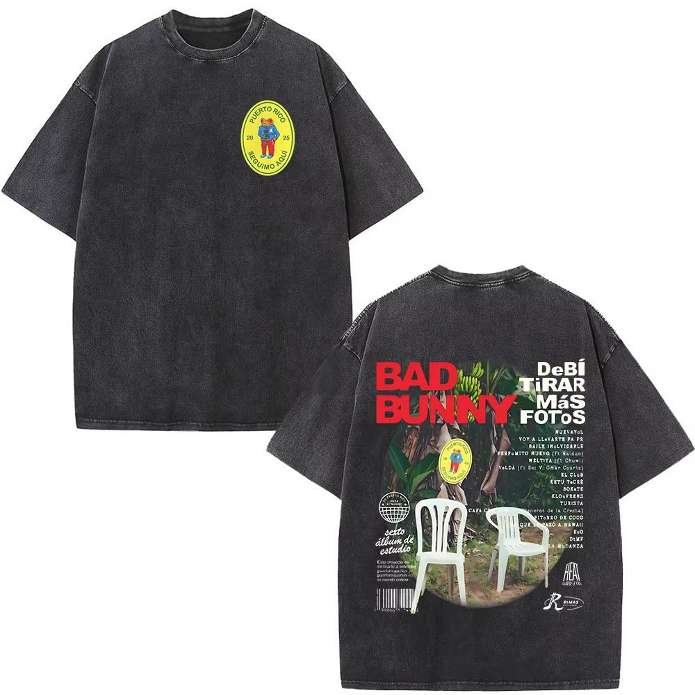 Washed Vintage Bad Bunny DTMF Residencia En El Choli Merch TShirts Debi Tirar Mas Fotos Tshirt Mens Hip Hop Oversized Tshirts