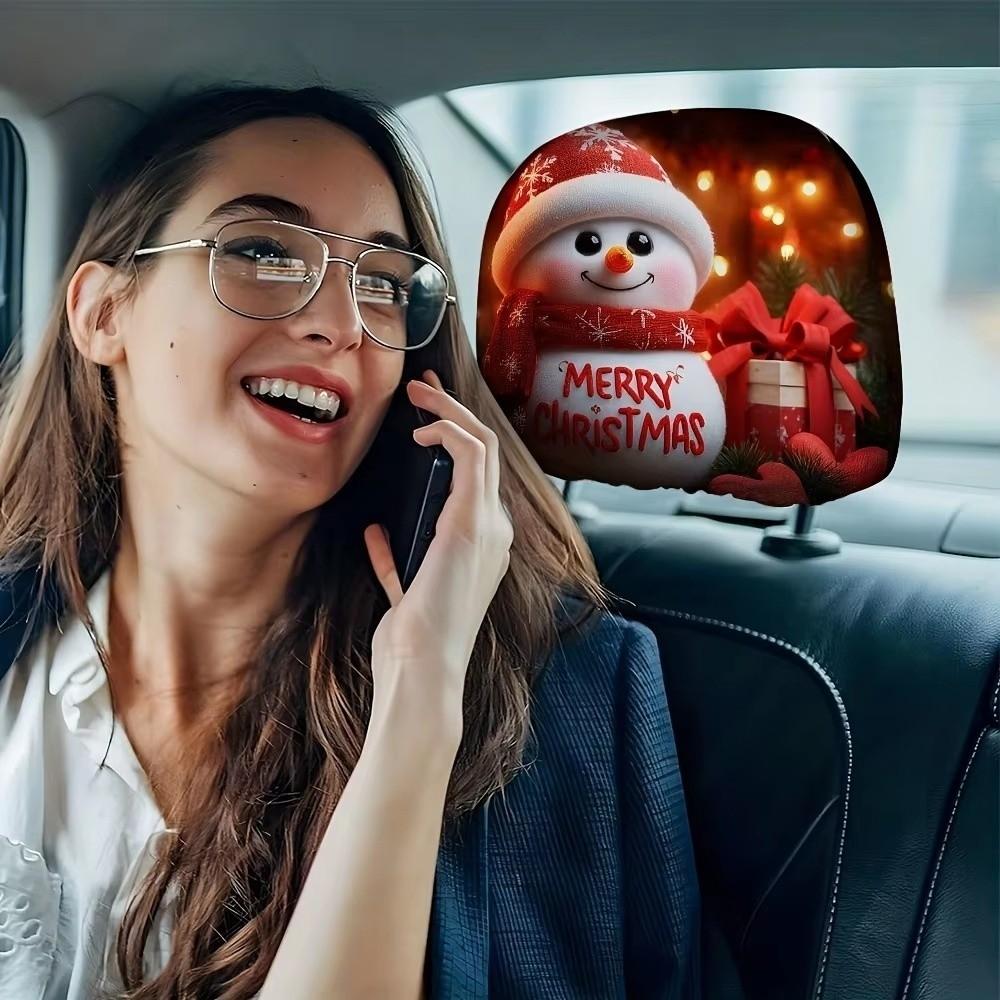 2pcs Universal Christmas Car Headrest Cover Ideal for Road Trips, Pickin