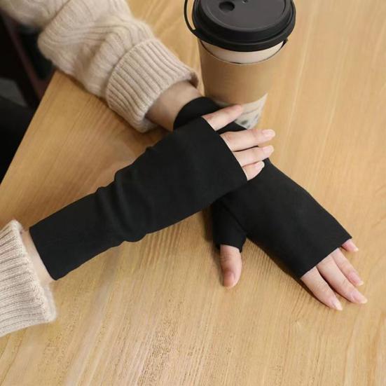 1 Pair Fall Winter Gloves Fingerless Knitted High Elasticity Touchscreen Non-slip Arm Warmers Arm Sleeves