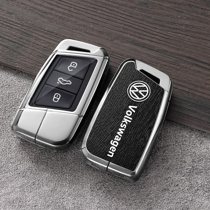 For VW Volkswagen Jetta MK5 Golf Alloy Leather Car Smart Remote Key Case Fob Cover Protector Shell For Volkswagen VW Magotan Pas