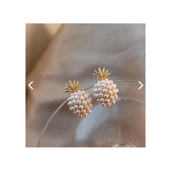 Ананасовые серьги с жемчугом