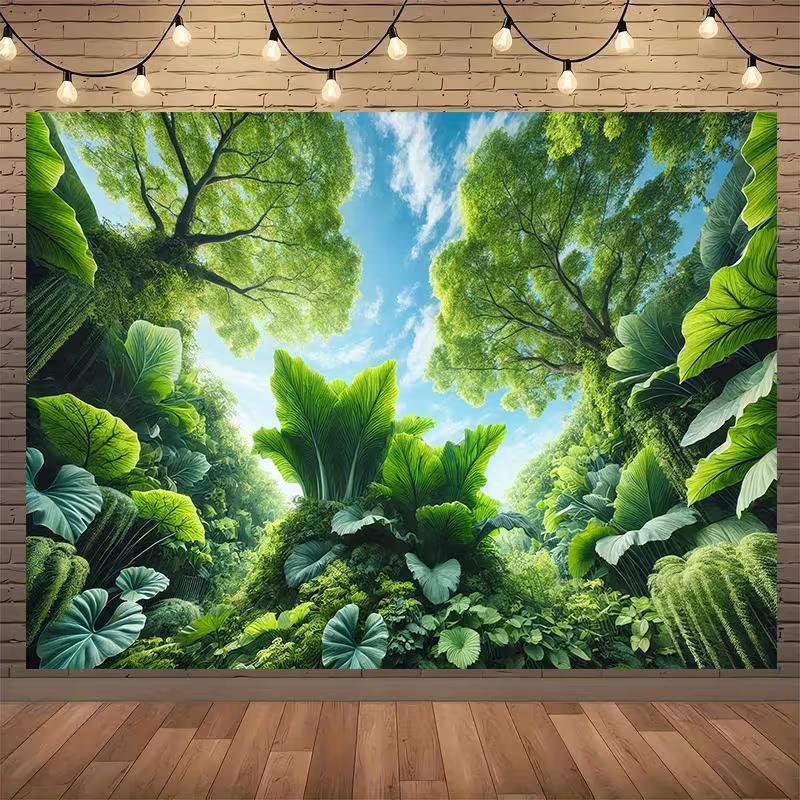 2D Giant Leaves Jungle Backdrop Photography Background Banner