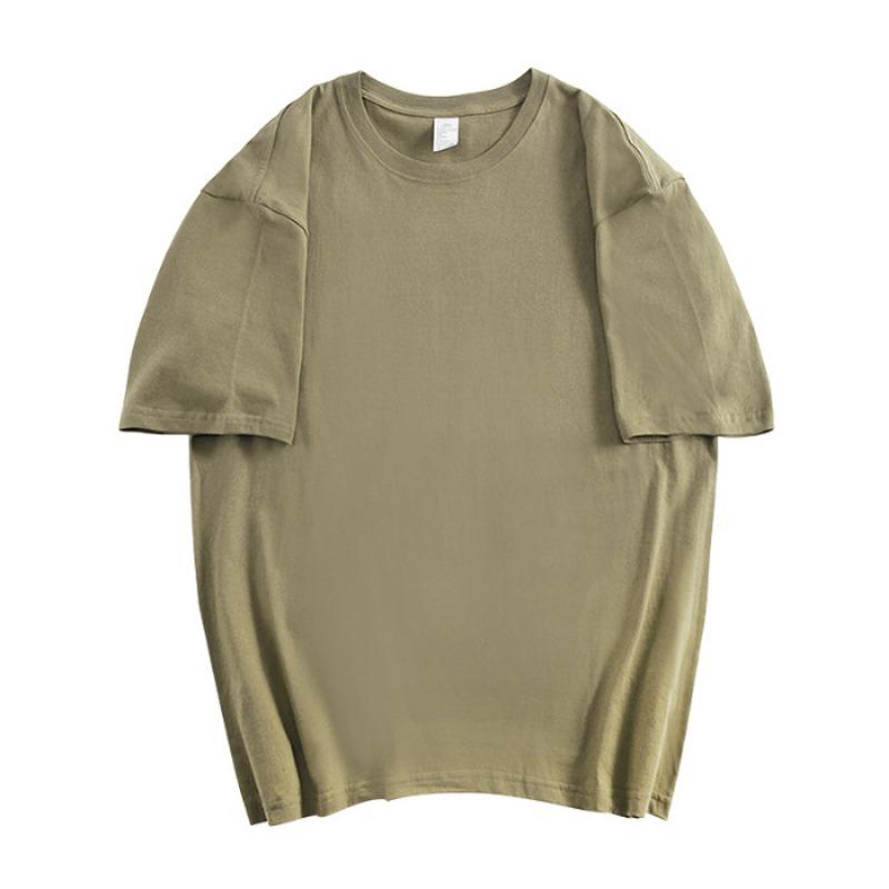 A Solid-color Short-sleeved Pure Cotton T-shirt with A Backstrap and Shoulder Drop