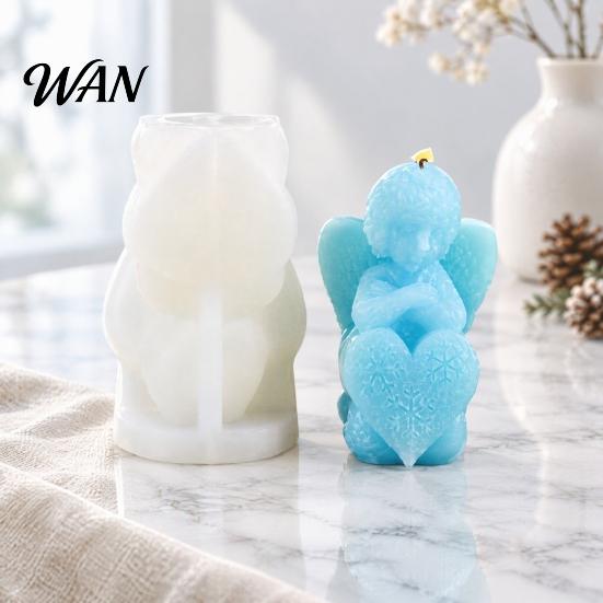 DIY Scented Candle Casting Molds Angels Cherub Silicone Mold, 3D Angel Resin Mold for Making Craft Candles Soap Plaster Chocolate Easy Demoulding