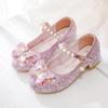 Girls' Princess Butterfly Crystal High Heel Shoes - Spring & Autumn Fashion Leather