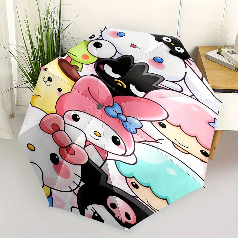 Sanrio Characters,Kawaii Automatic Folding Umbrella Simple 8 Rib Design, Bright Cartoon Pattern, Durable Iron Frame, Suitable For Travel, Ou