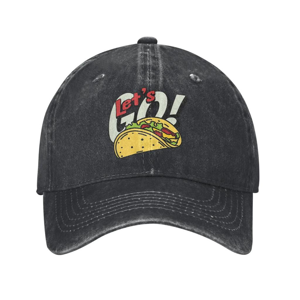 Let's Go Taco Baseball Cap Fashion Distressed Washed Headwear Unisex Women Outdoor All Seasons Travel Adjustable Fit Caps Hat