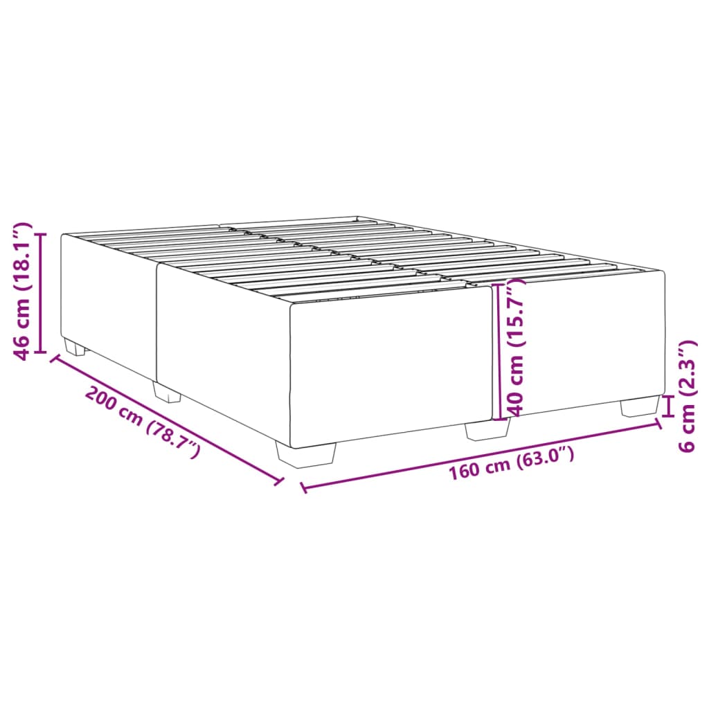Bed Frame without Mattress Dark Brown 160x200 cm Fabric