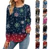 Women's Fashion Christmas Printed Dresses Autumn Casual Tops Long Sleeve Shirts Loose Pullovers
