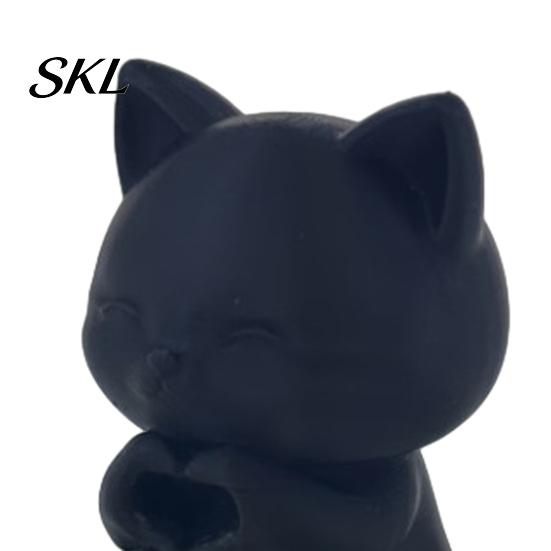 Home Living Room Cat Mini Decor 3D Printed Figurine, Artistic Desktop Decoration, Heart Hand Gesture Ornament Decor, Smiling Tabletop for Office