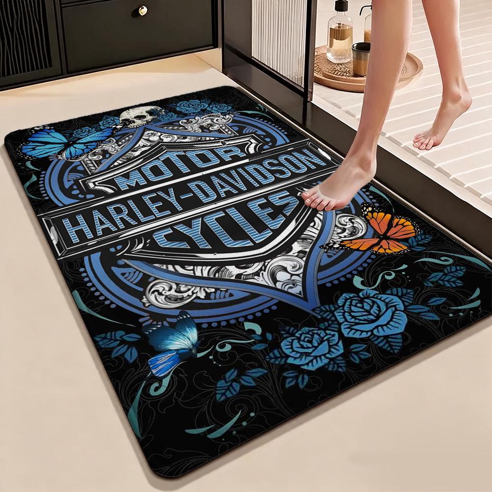 Harley Davidson Skull Fire Carpet Doormat Living Room And Bedroom Mats Art Doormat Office Chair Cushion