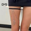 Leg Chain Snake Pendant Multi-layered Tassel Body Jewelry with Anti-slip Elastic Band Thigh Jewelry for Beach Yoga Dance Competitions