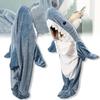 Shark Blanket Super Soft Cozy White Tail Wear Blue Flannel Winter Warm Shawl Hoodie with Hooded Blankets