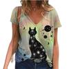 Женская футболка с милым мультяшным 3D принтом, модная уличная футболка с коротким рукавом в стиле Харадзюку, удобная сексуальная футболка с v-образным вырезом, новая летняя женская футболка, повседневная